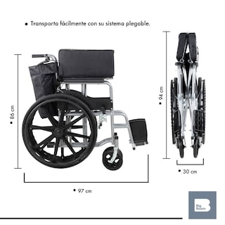 Foto 3 | Foto 3 | Silla De Ruedas Ligera Plegable Traslado Compacta Con Freno