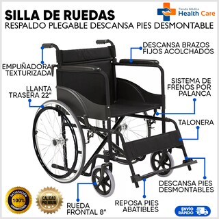 Foto 3 | Foto 3 | Silla de Ruedas Respaldo Plegable Descansa Pies Desmontables Cinturón de Seguridad Super Compacta Ligera Plegable