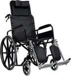 Silla De Ruedas Reclinable Con Descansabrazos Y Elevapiernas Desmontables, Asiento Y Respaldo De Vinil, Rines Tipo Mag