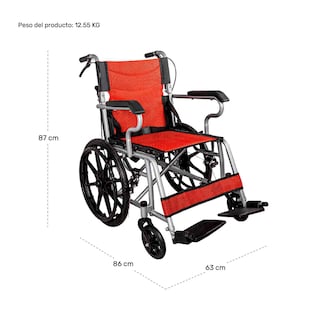 Foto 7 | Foto 7 | Silla Ruedas Plegable Aluminio Ligera Todo Terreno Premium Rojo Nanofort
