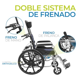 Foto 6 | Foto 6 | Silla De Ruedas Reclinable Con Posapiés Y Wc Extraíble