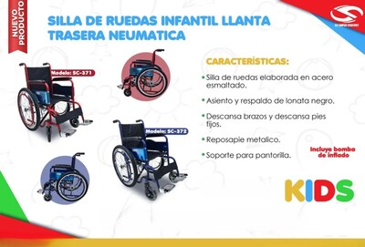 Foto 3 | Foto 3 | Silla De Ruedas Infantil Plegable Llanta Neumática Reforzada