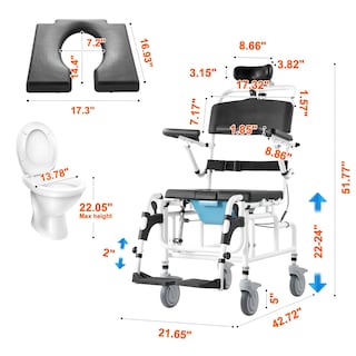 Foto 2 | Foto 2 | Silla De Ruedas De Ducha Vevor De Aleación De Aluminio De 17.5 Pulgadas Para Ducha - Venta Internacional.