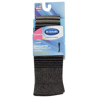 Foto 3 | Foto 3 | Calcetines De Compresión Dr. Scholl's Para Mujer, Altos Hasta La Rodilla, Negro/gris - Venta Internacional.