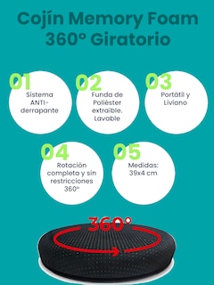 Foto 4 | Foto 4 | Cojín Giratorio 360° De Memory Foam: Comodidad Y Movilidad Para Adulto Mayor
