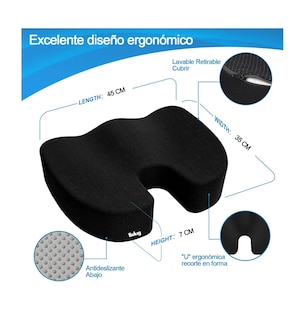 Foto 5 | Foto 5 | Cojín Gel De Espuma Para Coxis Para Auto Negro