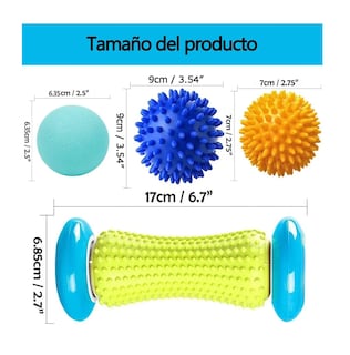 Foto 5 | Foto 5 | Rodillo Con Pelotas Para Masajes De Pies Bola De Masaje 4pz Verde