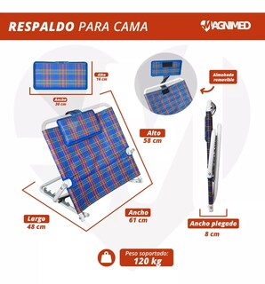 Foto 4 | Foto 4 | Respaldo Ajustable Para Cama | Ajustable Para Varias Posiciones, Estructura Plegable, Fácil Ajuste Color Azul