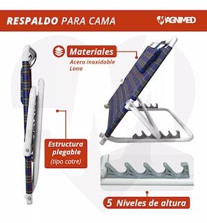 Foto 5 | Foto 5 | Respaldo Ajustable Para Cama | Ajustable Para Varias Posiciones, Estructura Plegable, Fácil Ajuste Color Azul