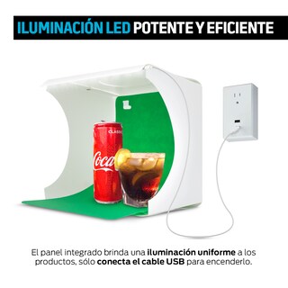 Foto 3 | Foto 3 | Caja de Luz para Fotografía Redlemon 77849 Blanco Semi Profesional Portátil con Leds USB y 6 Fondos de Colores