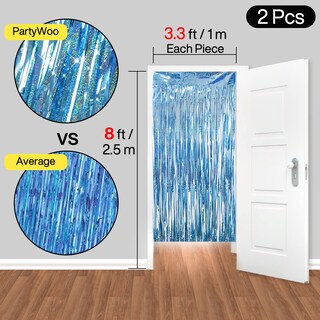 Foto 6 | Foto 6 | Cortinas Con Flecos Partywoo Blue, 2 Unidades, 100 X 200 Cm, Fotomatón - Venta Internacional.