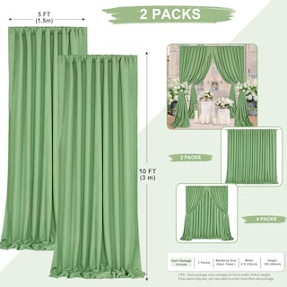 Foto 3 | Foto 3 | Cortinas De Fondo Soardream De Poliéster Verde Salvia, 3 X 3 M - Venta Internacional.