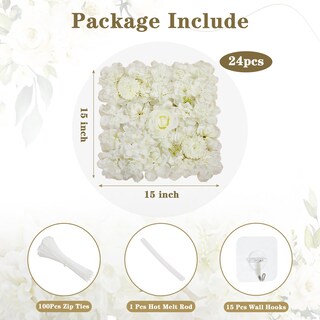 Foto 3 | Foto 3 | Paneles Florales Artificiales Para Pared Fanqisi, Color Blanco, 15 X 15 Cm (24 Unidades) - Venta Internacional.