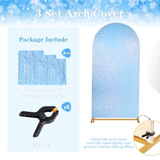 Foto 2 | Foto 2 | Set De Fundas Para Arcos De Boda Fanqisi Mermaid Blue Shimmer De 6 Pies A 7.2 Pies - Venta Internacional.