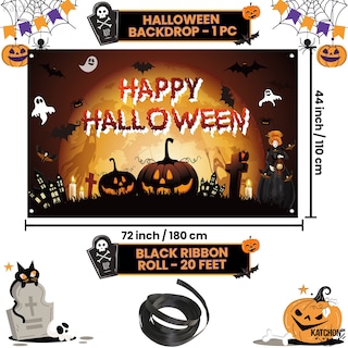 Foto 2 | Foto 2 | Fondo De Halloween Katchon Haunted Happy Halloween Xtralarge - Venta Internacional.