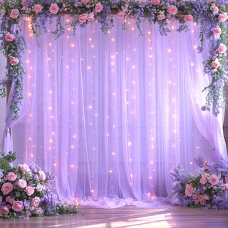 Foto 2 | Foto 2 | Cortina De Telón De Fondo Suppromo De Tul Lavanda Con Luces, 6 X 3 M - Venta Internacional.