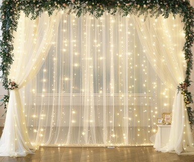 Foto 1 | Foto 1 | Cortinas De Telón De Fondo Suppromo De Tul Marfil Con Luces, 6 X 2,4 M - Venta Internacional.