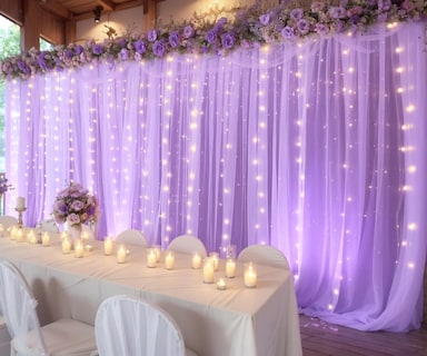 Foto 5 | Foto 5 | Cortina De Telón De Fondo Suppromo De Tul Lavanda Con Luces Led, 3 X 2,4 M - Venta Internacional.