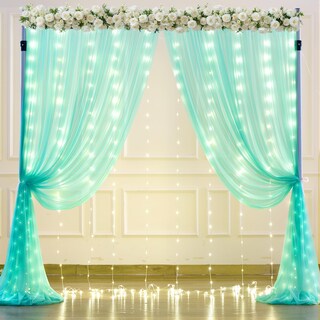 Foto 2 | Foto 2 | Cortina de Tul Verde Salvia con Luces para Decoración de Eventos - Venta Internacional