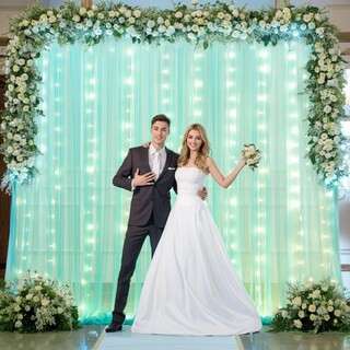 Foto 6 | Foto 6 | Cortina de Tul Verde Salvia con Luces para Decoración de Eventos - Venta Internacional