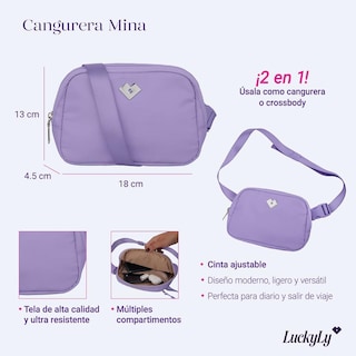 Foto 6 | Foto 6 | Cangurera Bolsa Crossbody Y Bandolera Tipo Riñonera para Mujer Luckyly Mina Lila