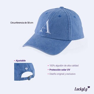 Foto 5 | Foto 5 | Gorra Para Mujer Con Iniciales, Ajustable Y Moderna Luckyly, Letra A Azul