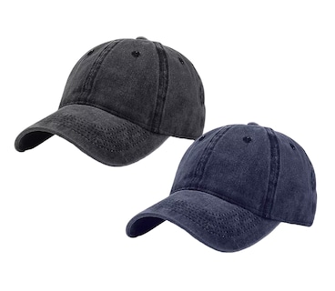 Foto 1 | Foto 1 | Gorra De Béisbol Vintage De Algodón Con Sólido 2pzs Negro + Azul Marino