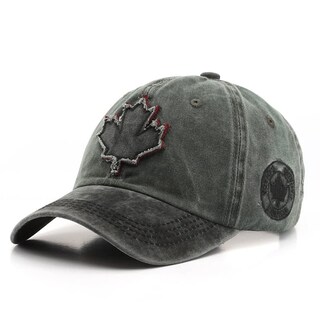 Foto 1 | Foto 1 | Gorra De Béisbol Unisex Con Bordado De Hojas De Arce Lavadas, Verde Y Negro - Venta Internacional.