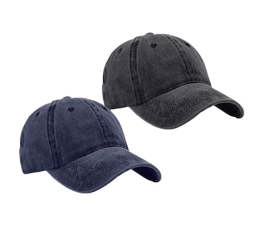 Foto 4 | Foto 4 | Gorra De Béisbol Vintage De Algodón Con Sólido 2pzs, Negro + Azul Marino