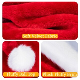 Foto 2 | Foto 2 | Gorro De Navidad Rjvw, Gorro De Papá Noel, Navidad, Terciopelo, Adulto, Rojo - Venta Internacional.