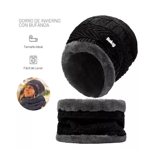 Foto 2 | Foto 2 | Gorro y Bufanda Negro Belug para Invierno Unisex