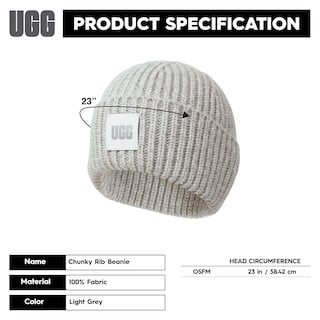 Foto 6 | Foto 6 | Gorro Ugg Para Mujer Con Logotipo Acanalado Grueso, Gris Claro - Venta Internacional.
