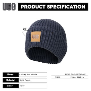 Foto 6 | Foto 6 | Gorro Ugg Para Mujer Con Logotipo Acanalado Grueso, Azul Marino, Acrílico, Nailon Y Lana - Venta Internacional.