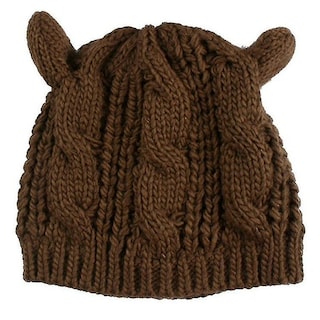 Foto 1 | Foto 1 | Gorro Huoguo Boina De Lana Con Forma De Orejas De Gato Retorcidas Color Marrón Para Mujer - Venta Internacional.