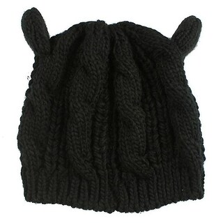 Foto 1 | Foto 1 | Gorro Huoguo Boina De Lana Con Forma De Orejas De Gato Retorcidas Color Negro Para Mujer - Venta Internacional.