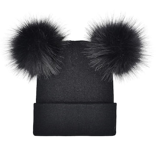 Foto 1 | Foto 1 | Sombrero Huoguo Cálido Para Invierno Punto De Ganchillo Doble Pompón De Piel Sintética - Venta Internacional.
