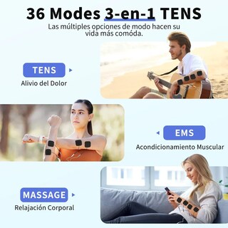 Foto 4 | Foto 4 | Electroestimulador Belug Muscular Digital Portátil Recargable 2 Canales 36 Modos 8 Almohadillas Negro