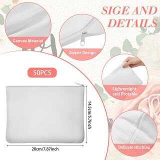 Foto 2 | Foto 2 | Bolsas De Maquillaje Frienda, Lienzo En Blanco Por Sublimación, 50 Unidades, Blanco - Venta Internacional.