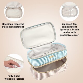 Foto 3 | Foto 3 | Bolsa De Maquillaje Conair Travel, Tamaño Grande, Para Cosméticos, Color Azul/marrón - Venta Internacional.