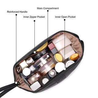 Foto 6 | Foto 6 | Bolsa De Maquillaje De Viaje Cluci De Doble Capa De Piel Sintética De Gran Capacidad - Venta Internacional.