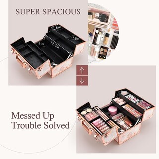 Foto 3 | Foto 3 | Estuche De Maquillaje Joligrace Professional Con Separadores En Oro Rosa - Venta Internacional.