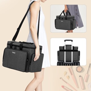 Foto 5 | Foto 5 | Bolsa De Maquillaje Bafaso, Tamaño Grande, Para Cosméticos, Con Separadores Extraíbles, Color Negro - Venta Internacional.