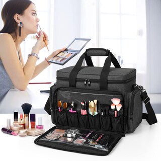 Foto 7 | Foto 7 | Bolsa De Maquillaje Bafaso, Tamaño Grande, Para Cosméticos, Con Separadores Extraíbles, Color Negro - Venta Internacional.