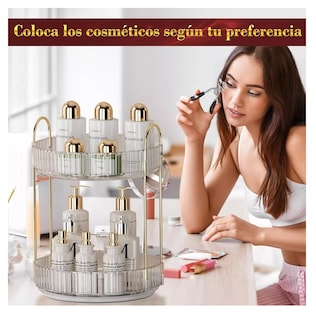 Foto 4 | Foto 4 | Organizador De Maquillaje Cosméticos Rotación Acrílico 360° 2 Niveles Transparencia