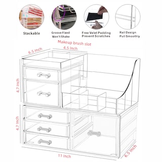 Foto 2 | Foto 2 | Organizador De Maquillaje Cq Acrílico Transparente, Paquete De 2 Con 6 Cajones - Venta Internacional.