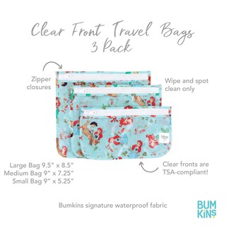 Foto 5 | Foto 5 | Set De 3 Bolsas De Viaje Bumkins Disney Ariel Toiletry Aprobadas Por La Tsa - Venta Internacional.