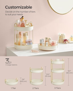 Foto 4 | Foto 4 | Organizador De Maquillaje Songmics, Redondo, Giratorio, De 3 Niveles, Color Blanco - Venta Internacional.