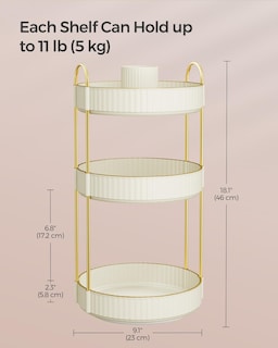 Foto 5 | Foto 5 | Organizador De Maquillaje Songmics, Redondo, Giratorio, De 3 Niveles, Color Blanco - Venta Internacional.