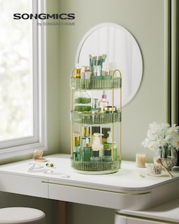 Foto 5 | Foto 5 | Organizador De Maquillaje Songmics De 3 Niveles, Redondo, Giratorio, Verde Pálido - Venta Internacional.