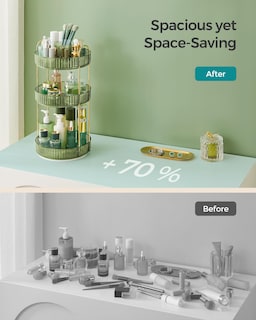 Foto 7 | Foto 7 | Organizador De Maquillaje Songmics De 3 Niveles, Redondo, Giratorio, Verde Pálido - Venta Internacional.